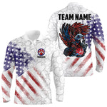 Blisscorners Retro American Flag white camo Eagle Bowling Shirt for Men Custom Patriotic Bowling Team Jersey