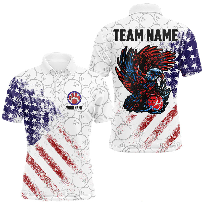 Blisscorners Retro American Flag white camo Eagle Bowling Shirt for Men Custom Patriotic Bowling Team Jersey
