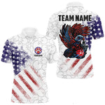 Blisscorners Retro American Flag white camo Eagle Bowling Shirt for Men Custom Patriotic Bowling Team Jersey