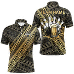 Blisscorners Yellow and Black tribal pattern Bowling and Beer shirts for men custom Team Bowling jerseys outfit MT2904