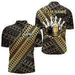 Blisscorners Yellow and Black tribal pattern Bowling and Beer shirts for men custom Team Bowling jerseys outfit MT2904