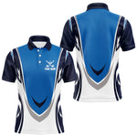 Blisscorners Blue and white Mens golf polo shirts custom golf attire for men, gifts for golf lovers LM1506