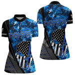 Blisscorners Black And White American Flag Skull Darts Blue Camo Darts Shirts For Men Custom Team Darts JerseyÂ