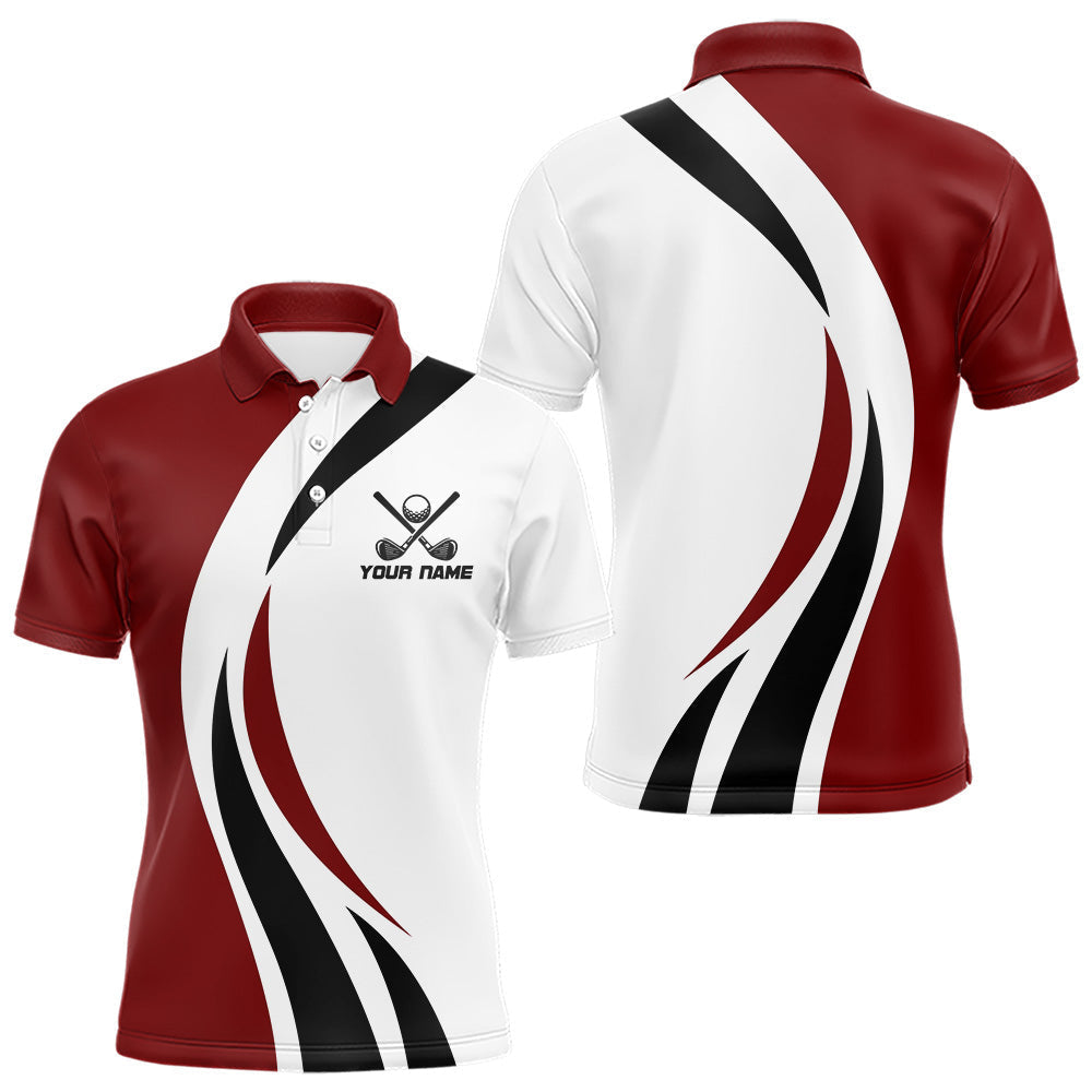 Blisscorners Red and White Men golf polo shirt Custom golf attire for men, gifts for golf lovers LM2206