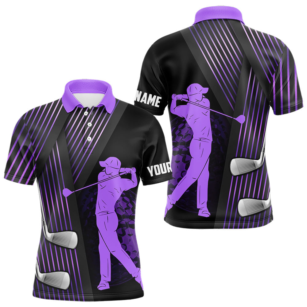 Blisscorners Black and purple Mens golf polo shirts custom golf clubs team golf shirts, golf tops for men LM2206