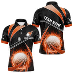 Blisscorners Black and Orange Fire golf ball custom Men golf polo shirts, personalized golf outfits for team men LM2206