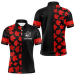 Blisscorners Black and Red maple leaf pattern Men golf polo shirts Custom Canadian Flag patriotic mens golf top LM3006