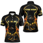 Blisscorners Black and Gold Funny bowling ball and pins Bowling shirts for Men Custom cool bowling team jerseys MT707