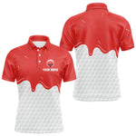 Blisscorners Mens golf polo shirts custom red Ice Cream Melting On Golf Ball, golf gifts for mens