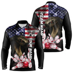 Blisscorners Smoke American Flag Cobra Snake Bowling Shirts for Men Custom patriotic Team Bowling jerseys LM2007