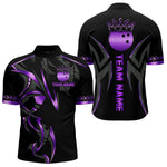 Blisscorners Black and Purple crown Bowling ball Polo, Quarter Zip Shirts for Men Custom Bowling Team jerseys MT0306