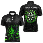 Blisscorners Black And Green Cobra Snake Darts Polo, Quarter Zip Shirts For Men Custom Name Darts Team JerseysÂ