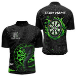 Blisscorners Black And Green Cobra Snake Darts Polo, Quarter Zip Shirts For Men Custom Name Darts Team JerseysÂ