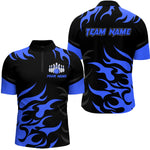 Blisscorners Black and Blue Flame Bowling shirts for Men Custom team bowling jerseys, mens bowling apparel LM1307