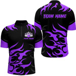 Blisscorners Black and Purple Flame Bowling shirts for Men Custom team bowling jerseys, mens bowling apparel LM1307