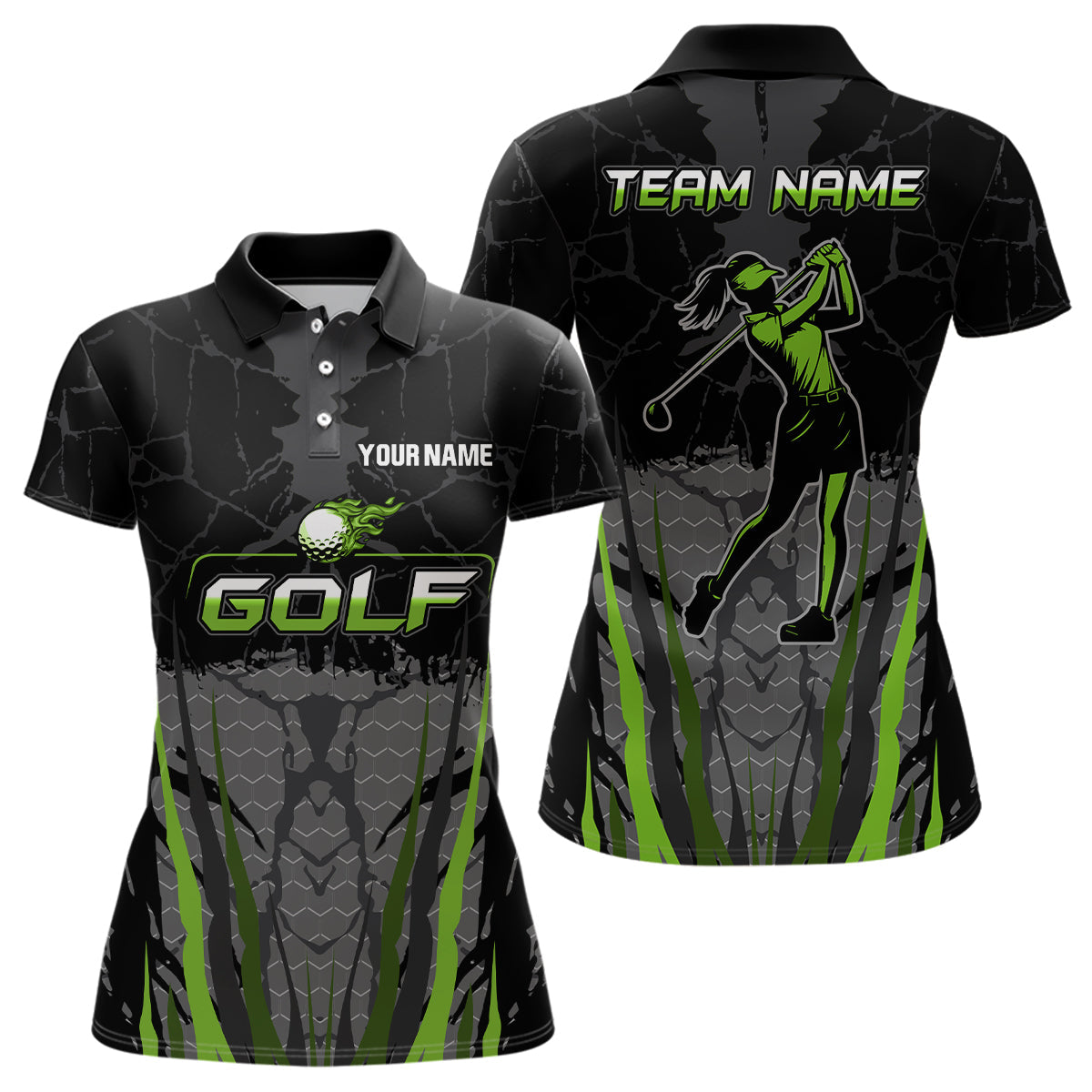 Blisscorners Black Camo Mens golf polo shirts custom golf attire for mens, golfing gifts | Green