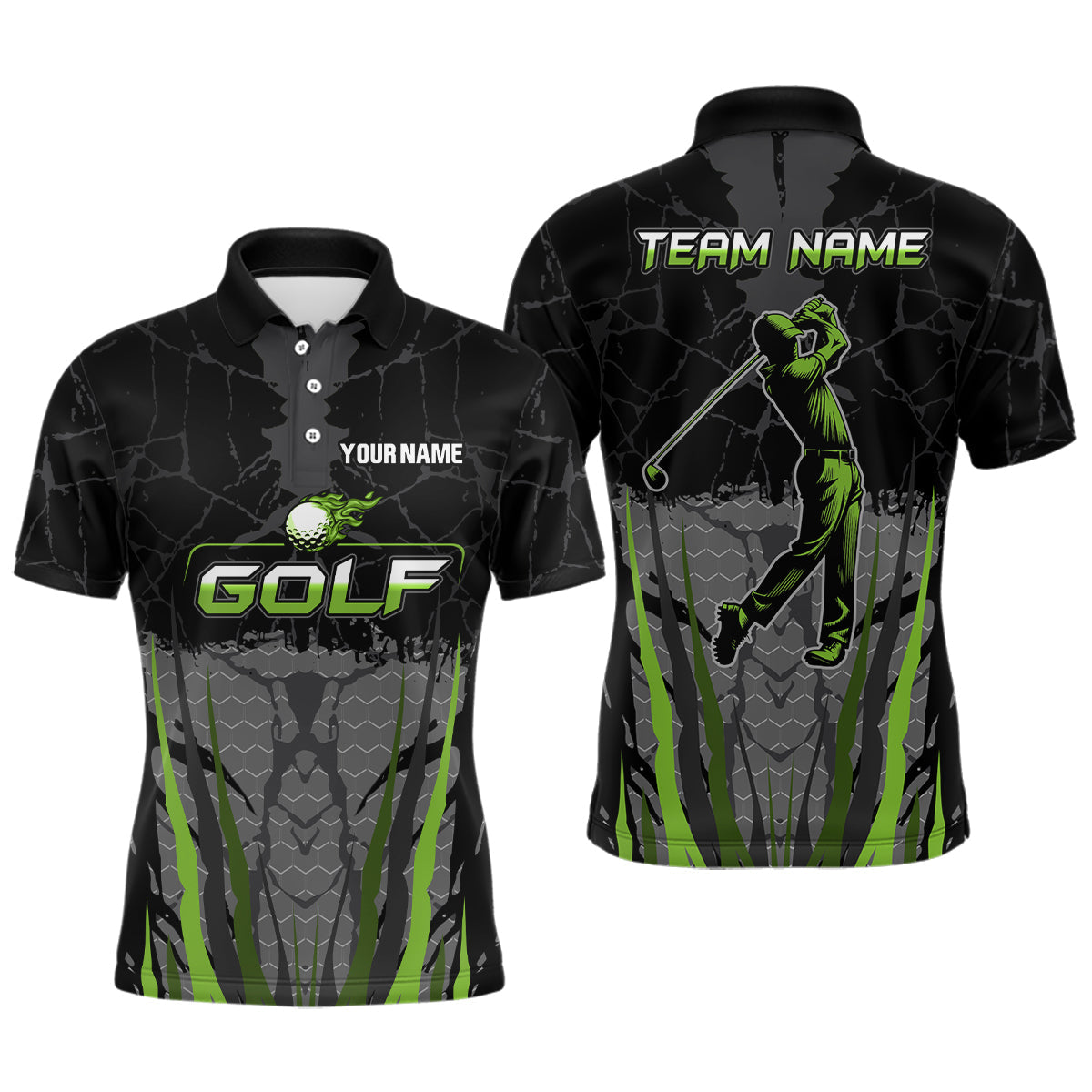 Blisscorners Black Camo Mens golf polo shirts custom golf attire for mens, golfing gifts | Green
