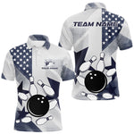 Blisscorners White and Blue American Flag Bowling shirts for Men Custom patriotic retro Bowling Team Jersey MT1007