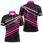 Blisscorners Pink and Black ribbon pattern Men golf polo shirts Custom breast cancer golf attire for men LM2206