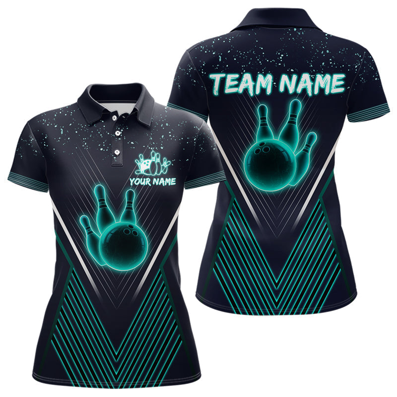 Blisscorners Bowling polo, quarter zip shirt for Men custom team bowling jersey, gift for bowlers | Turquoise LM1307