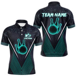 Blisscorners Bowling polo, quarter zip shirt for Men custom team bowling jersey, gift for bowlers | Turquoise LM1307
