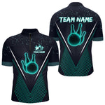 Blisscorners Bowling polo, quarter zip shirt for Men custom team bowling jersey, gift for bowlers | Turquoise LM1307