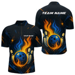 Blisscorners Blue and Yellow Flame Bowling shirts for Men custom bowling team jerseys for mens bowler LM1307