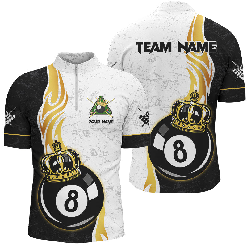 Blisscorners Personalized 8 Ball Pool Crown Billiard Shirts For Men Custom Pool Jerseys Billiard Team Shirts