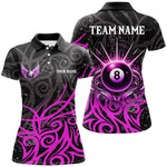 Blisscorners Purple 8 Ball Pool Wings Swirl Pattern Custom Billiard Shirts For Women Unique Billiard Jerseys