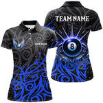 Blisscorners Blue 8 Ball Pool Wings Swirl Pattern Custom Billiard Shirts For Women Unique Billiard Jerseys