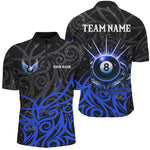 Blisscorners Blue 8 Ball Pool Wings Swirl Pattern Custom Billiard Shirts For Men Unique Billiard Jerseys
