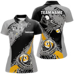 Blisscorners 9 Ball Skeleton Custom Billiard Polo 1/4 Zip Shirts For Women, Funny 9 Ball Pool Billiard Jerseys