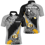 Blisscorners 9 Ball Skeleton Custom Billiard Polo 1/4 Zip Shirts For Men, Funny 9 Ball Pool Billiard Jersey