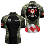 Blisscorners Canada Waving Flag Skull Green Camo Custom Dart Shirts For Men, Patriotic Dart Team Jerseys LM1506