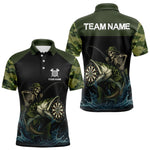 Blisscorners Funny Green Camo Skeleton Fishing Dart Shirt With Pocket Custom Men'sJersey