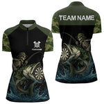 Blisscorners Funny Green Camo Skeleton Fishing Dart Shirt With Pocket Custom Men'sJersey