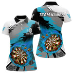 Blisscorners Blue Dartboard Fire Flame Paint Splash Dart Shirt Polo & 1/4 Zip For Men Custom Dart Team Jersey MT1706