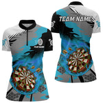 Blisscorners Blue Dartboard Fire Flame Paint Splash Dart Shirt Polo & 1/4 Zip For Men Custom Dart Team Jersey MT1706