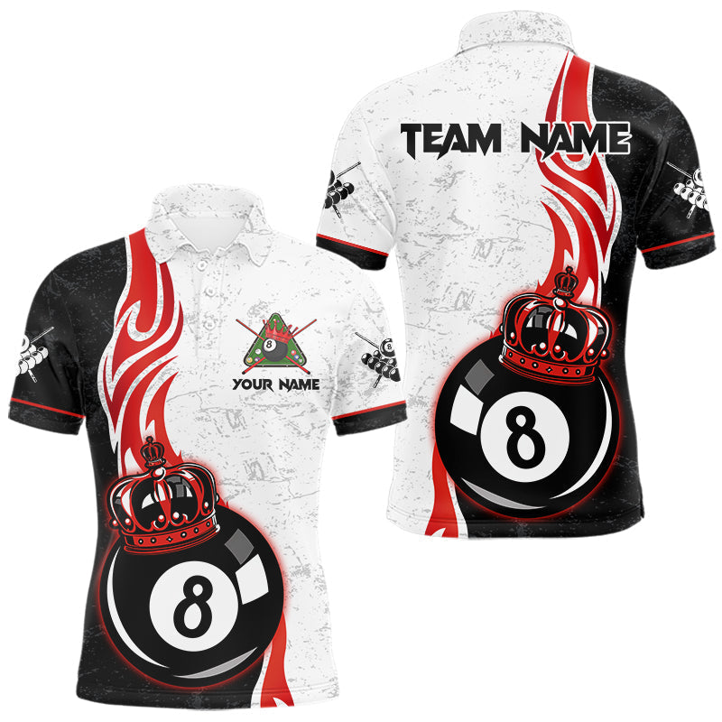 Blisscorners Personalized 8 Ball Pool Crown Billiard Shirt For Men Custom Pool Jersey Billiard Team Shirt |Red MT1706