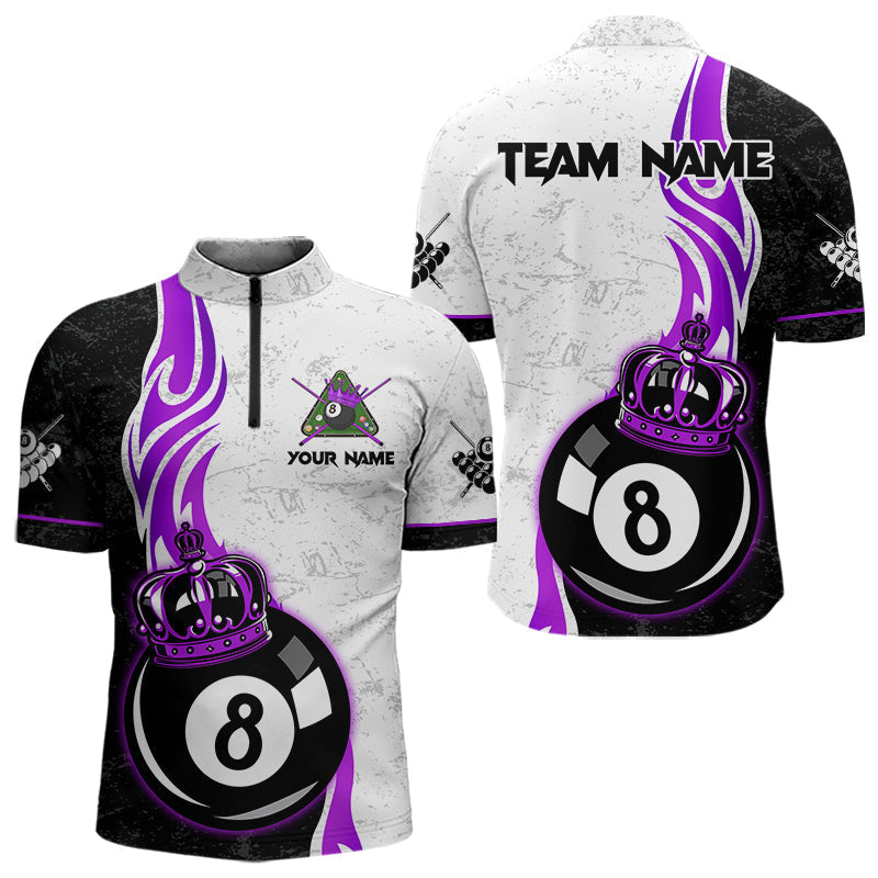 Blisscorners 8 Ball Pool Crown Billiard Shirt For Men Custom Pool Jersey Billiard Team Shirt |Purple MT1706