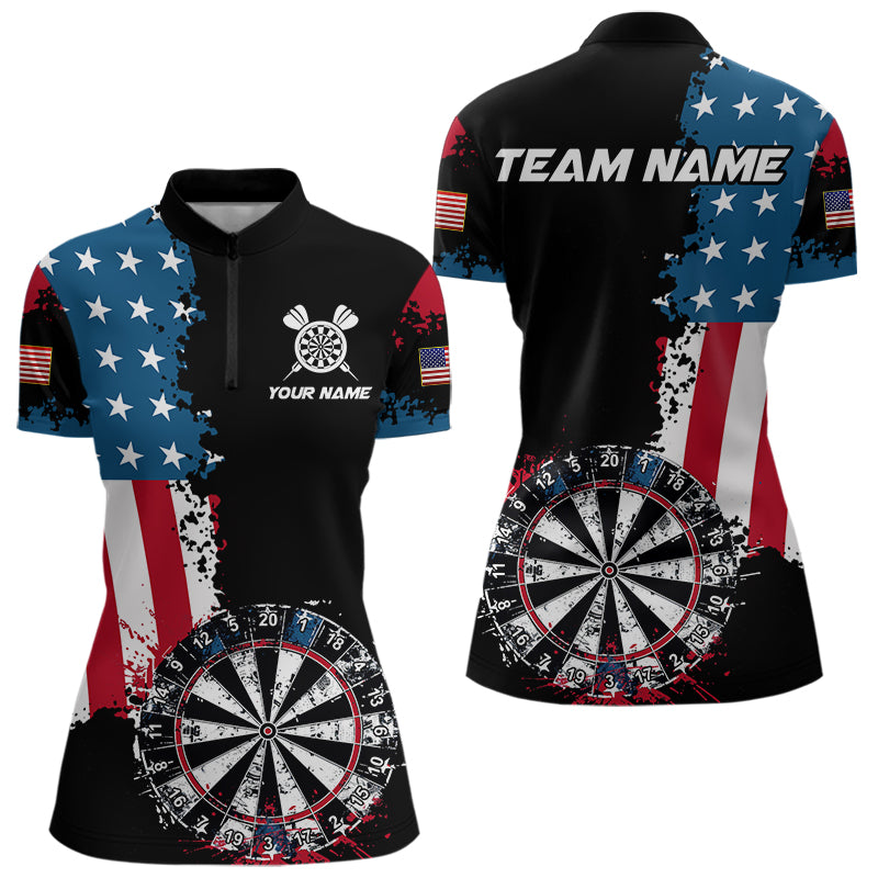 Blisscorners Personalized Grunge Dartboard American Flag Darts Shirts For Men, Patriotic Us Flag Dart Jerseys LM0803