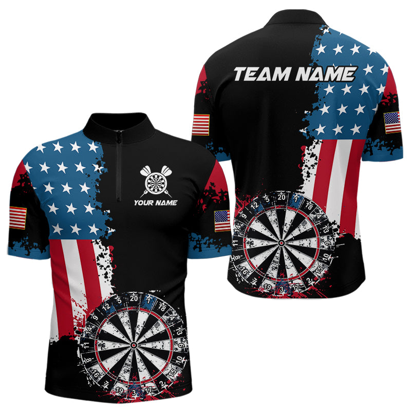 Blisscorners Personalized Grunge Dartboard American Flag Darts Shirts For Men, Patriotic Us Flag Dart Jerseys LM0803