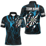 Blisscorners Personalized Blue Thunder Lightning Dart Shirt For Men Custom Darts League Jersey Polo & 1/4 Zip MT1007