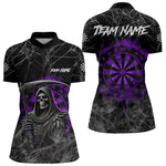 Blisscorners Black And Purple Smoke Grim Reaper Funny Dart Shirts For Men Custom Dart Jerseys, Darts Clothing