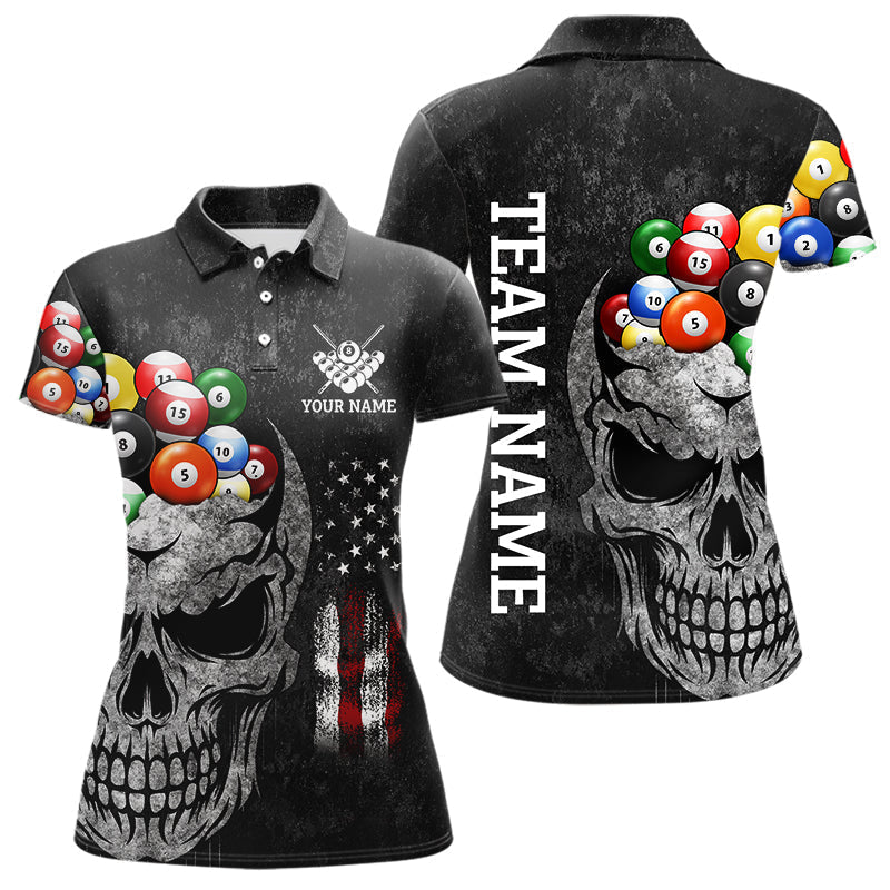 Blisscorners Personalized Grunge Skull Billiard Shirt For Men Custom Patriotic American Flag Pool Team Jerseys LM2206
