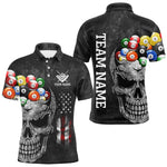 Blisscorners Personalized Grunge Skull Billiard Shirt For Men Custom Patriotic American Flag Pool Team Jerseys LM2206