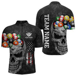 Blisscorners Personalized Grunge Skull Billiard Shirt For Men Custom Patriotic American Flag Pool Team Jerseys LM2206