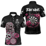 Blisscorners Personalized Pink Funny Skull Roses Darts Shirt For Women Custom Darts Team Jersey, Darts OutfitMT1007