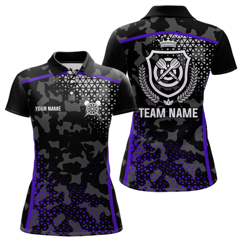 Blisscorners Black Purple Camo Darts Shirt With Pocket For Men Custom Darts Team Jersey LM1307