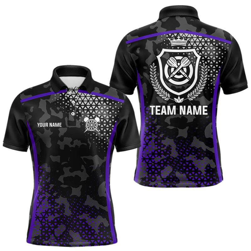 Blisscorners Black Purple Camo Darts Shirt With Pocket For Men Custom Darts Team Jersey LM1307